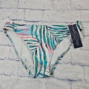 Aqua Couture Bikini Bottom Womens Large Multicolor Tropical Palm Leaf Beach